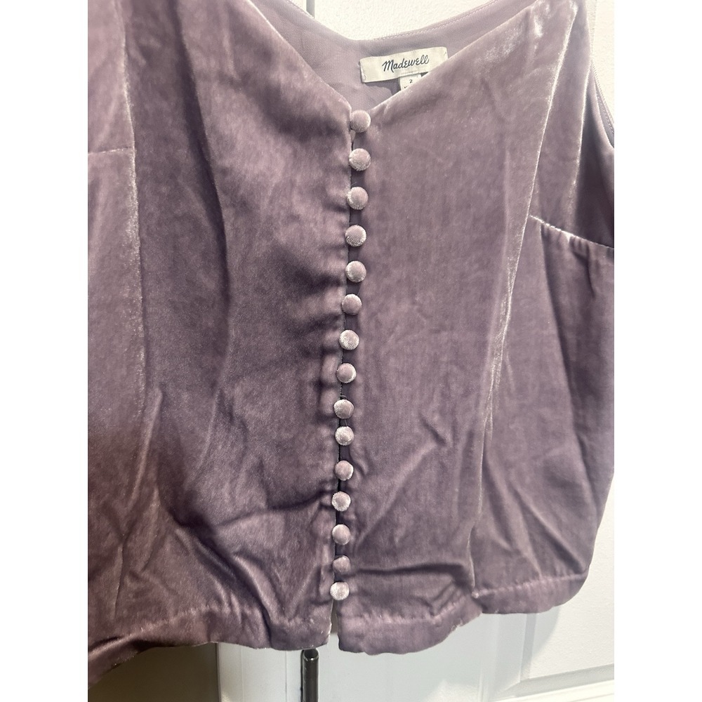 Madewell Lavender Velvet Button-Front Tank - Picture 2 of 5